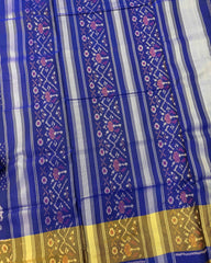 Blue Narikunj Patola Saree - SindhoiPatolaArt