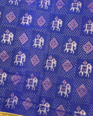 Blue Narikunj Patola Saree - SindhoiPatolaArt