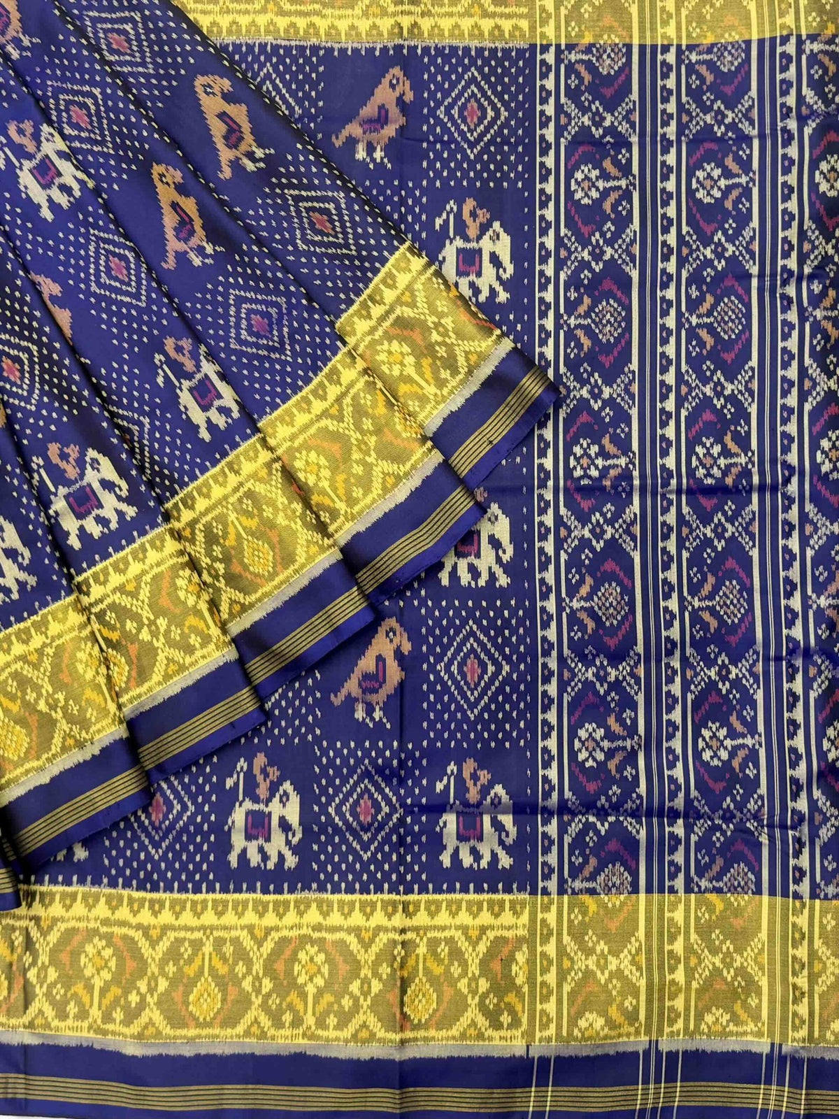 Blue Narikunj patola saree - SindhoiPatolaArt