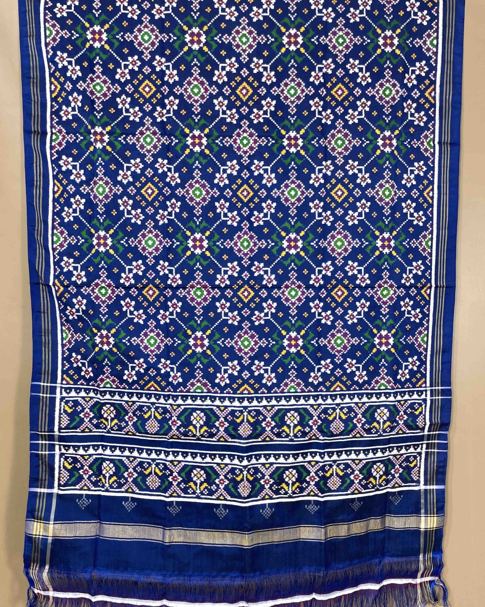 Blue Navratan Designer Patola Dupatta - SindhoiPatolaArt