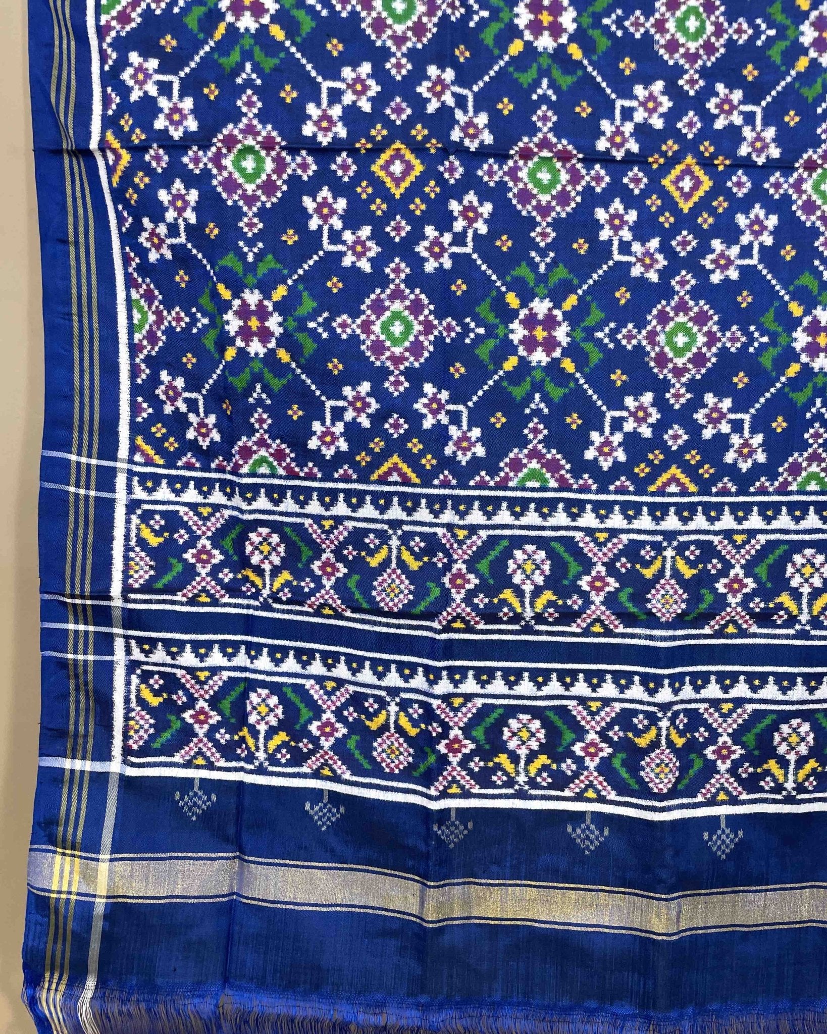 Blue Navratan Designer Patola Dupatta - SindhoiPatolaArt