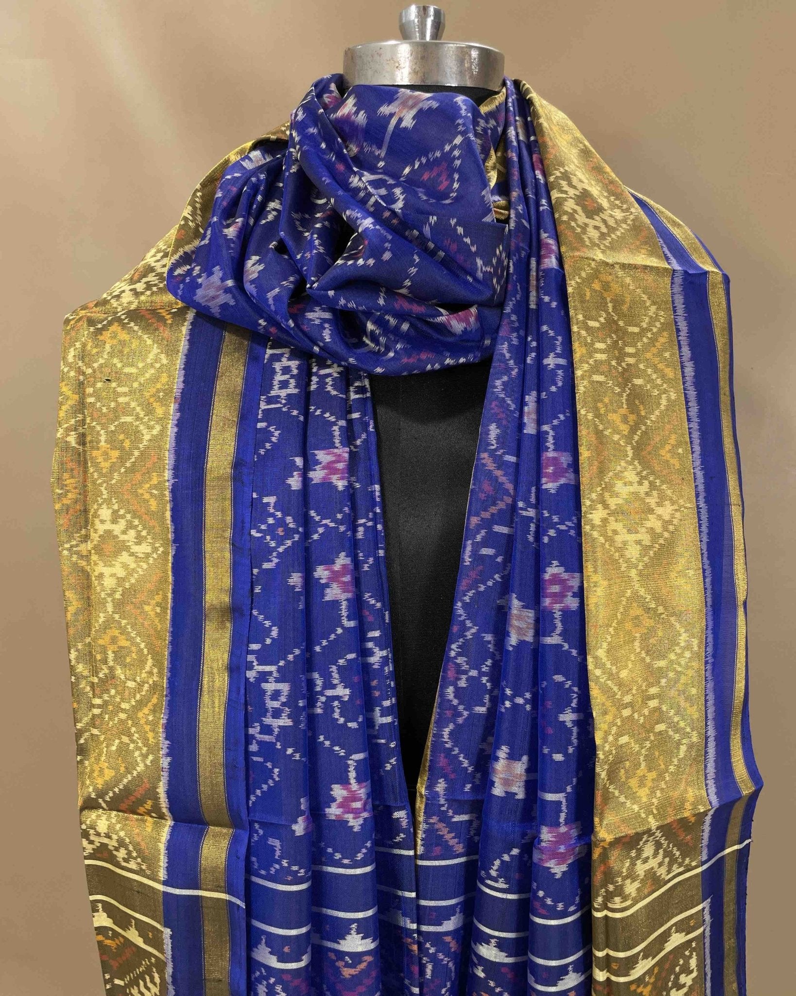 Blue Navratan Designer Patola Dupatta - SindhoiPatolaArt