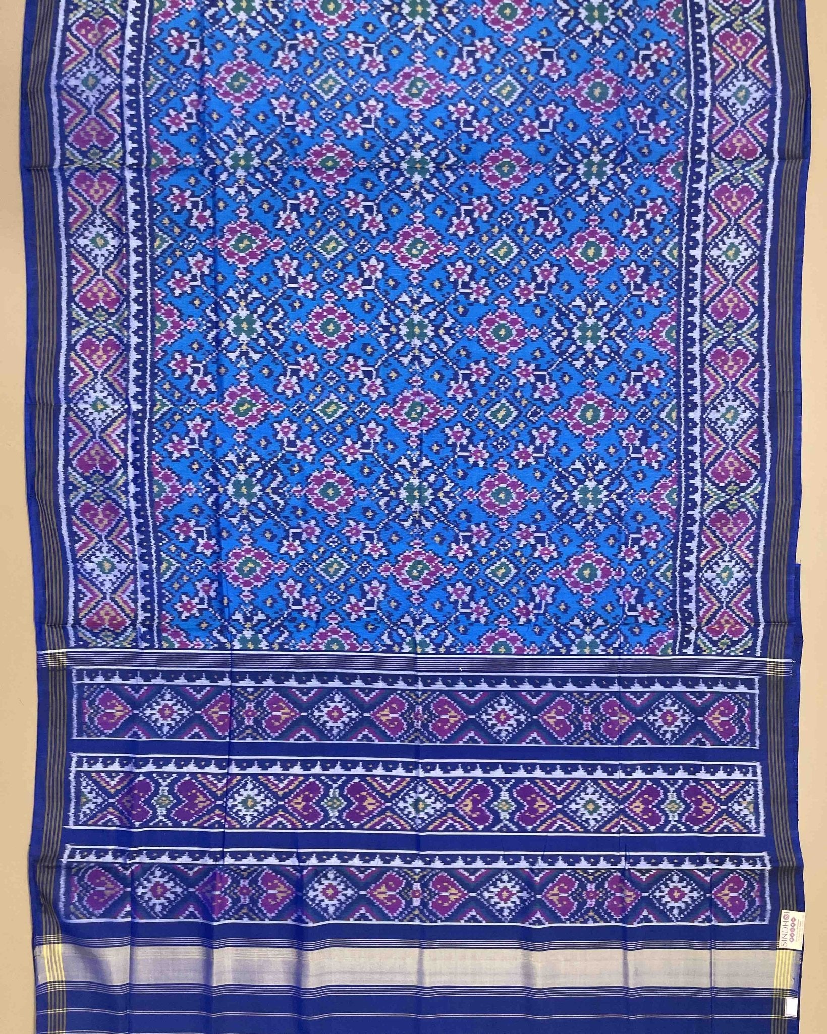 Blue Navratan Designer Patola Saree - SindhoiPatolaArt