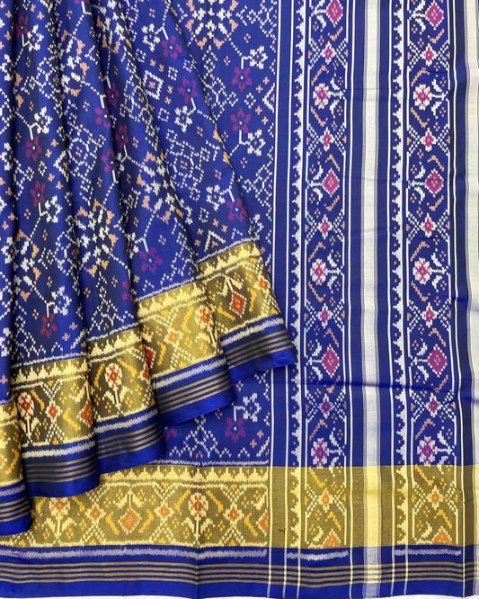 Blue Navratan Designer Patola Saree - SindhoiPatolaArt