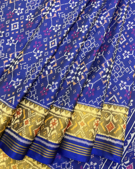 Blue Navratan Designer Patola Saree - SindhoiPatolaArt