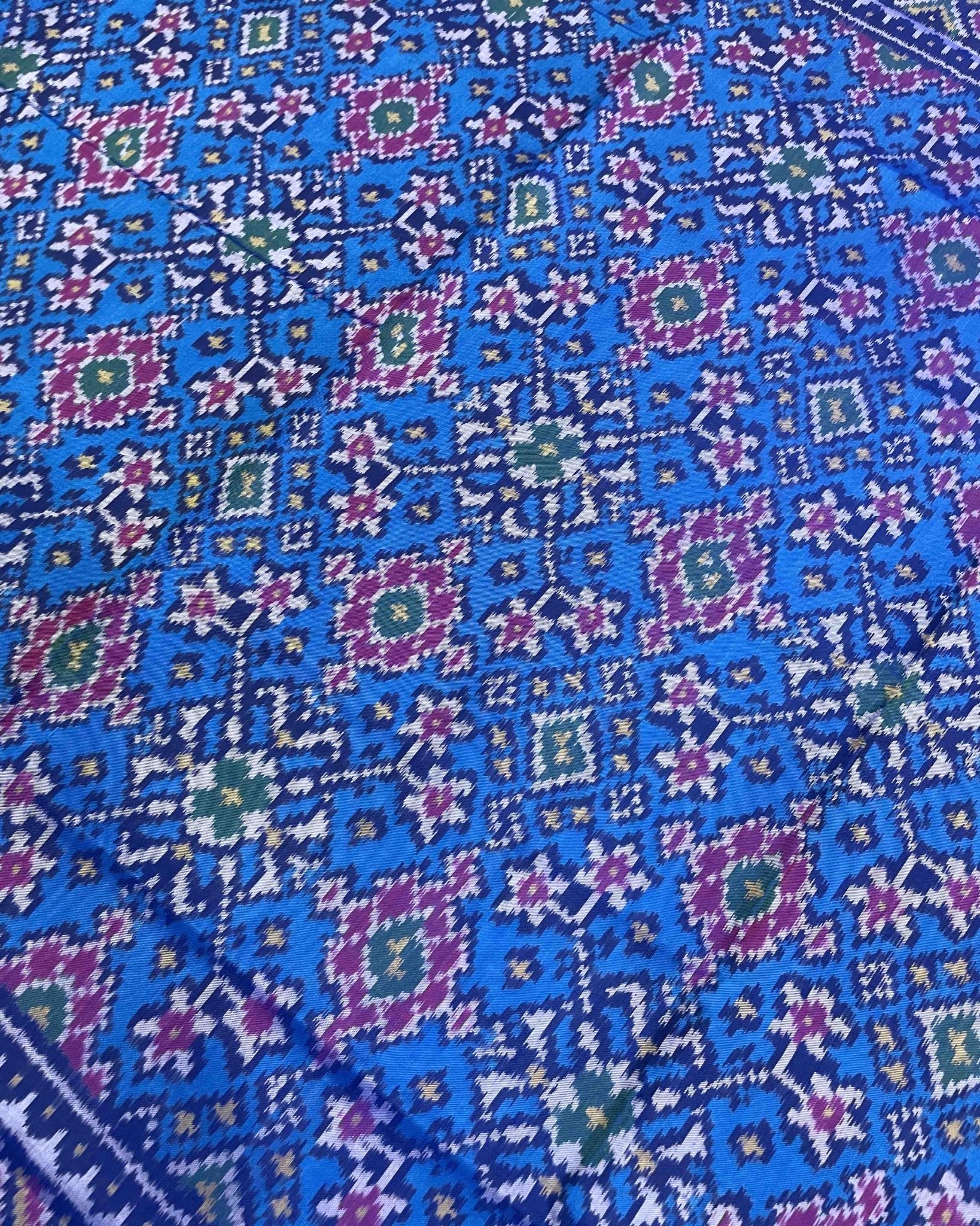 Blue Navratan Designer Patola Saree - SindhoiPatolaArt