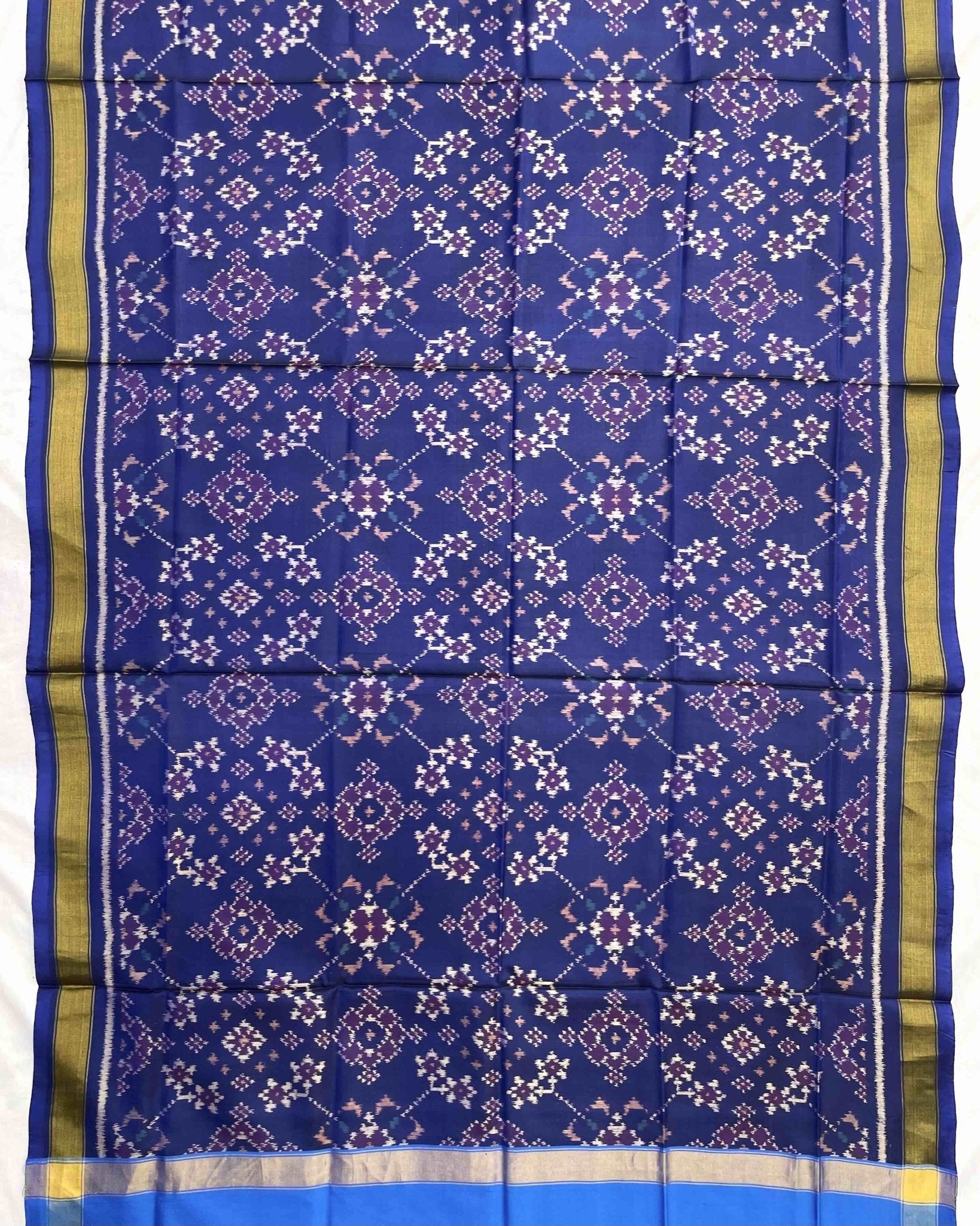 Blue Navratan Patola Dupatta - SindhoiPatolaArt
