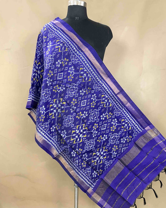 Blue Navratan Patola Stole - SindhoiPatolaArt