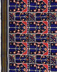 Blue New Flower Design Double Ikat Patola Saree - SindhoiPatolaArt