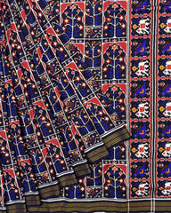 Blue New Flower Design Double Ikat Patola Saree - SindhoiPatolaArt