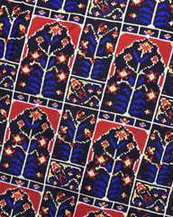 Blue New Flower Design Double Ikat Patola Saree - SindhoiPatolaArt