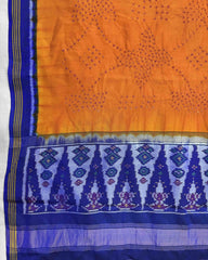 Blue & Orange Bandhani Patola Dupatta - SindhoiPatolaArt