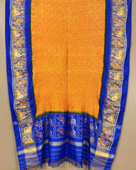 Blue & Orange Bandhani Patola Dupatta - SindhoiPatolaArt