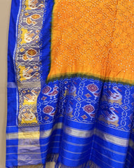 Blue & Orange Bandhani Patola Dupatta - SindhoiPatolaArt