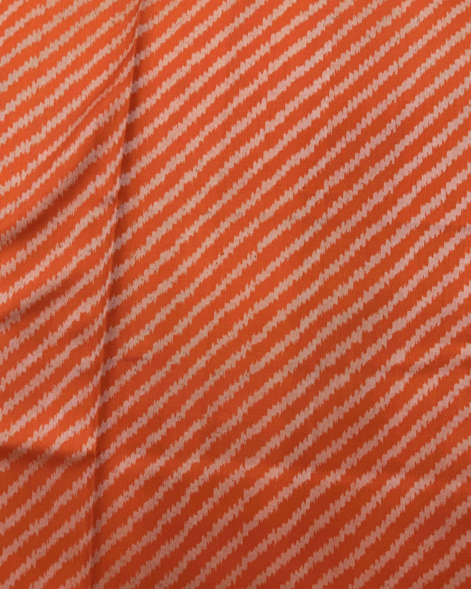 Blue & Orange Lining with Elephant Pallu Semi Double Ikat Patola Saree - SindhoiPatolaArt