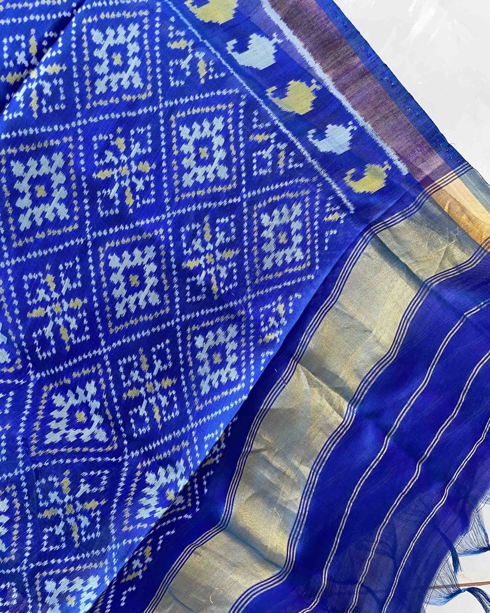 Blue Panchanda Designer Patola Dupatta - SindhoiPatolaArt