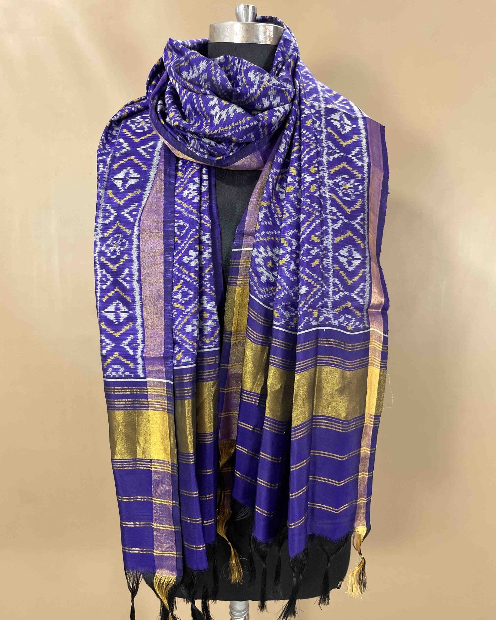 Blue Panchanda Designer Patola Dupatta - SindhoiPatolaArt