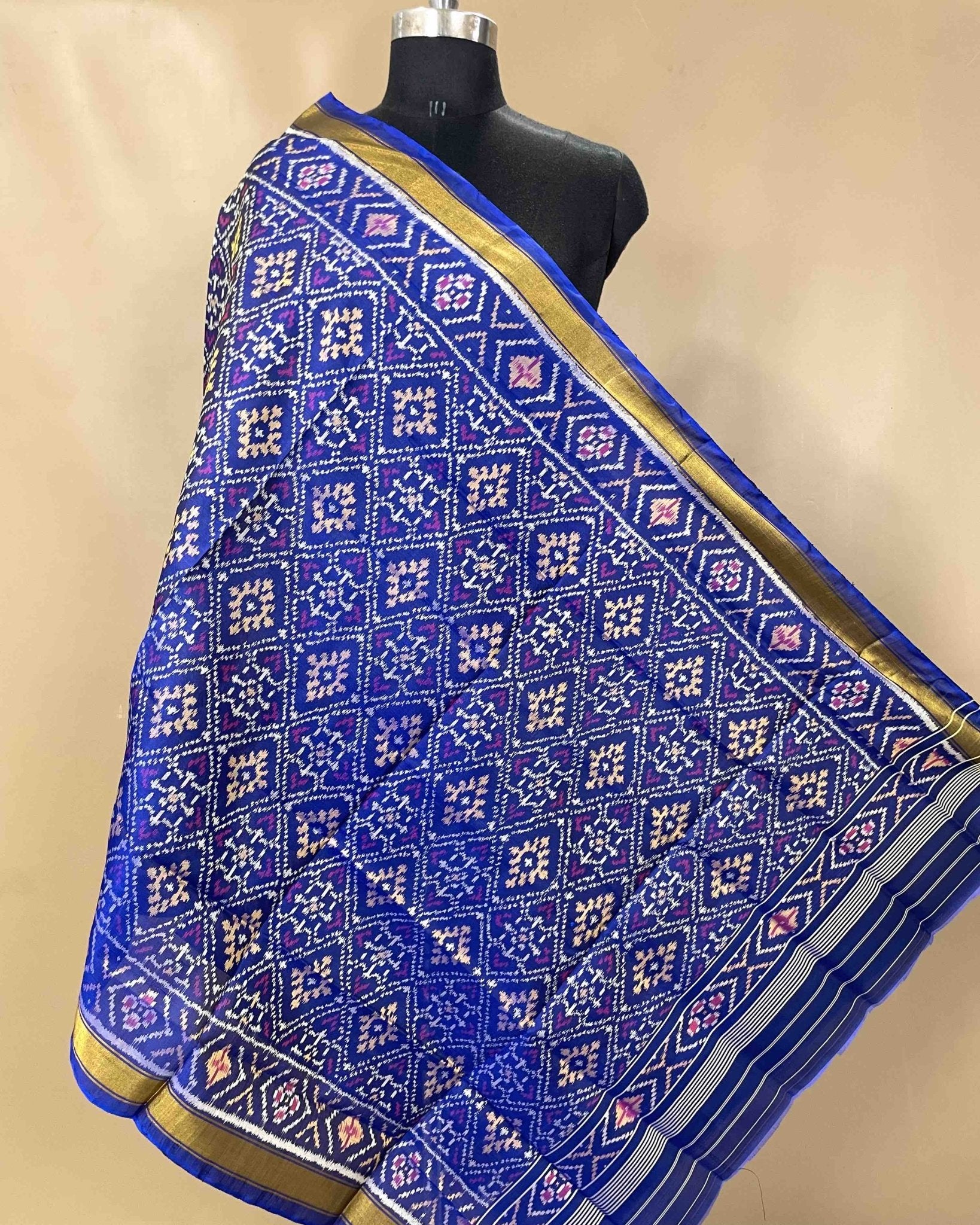 Blue Panchanda Designer Patola Dupatta - SindhoiPatolaArt