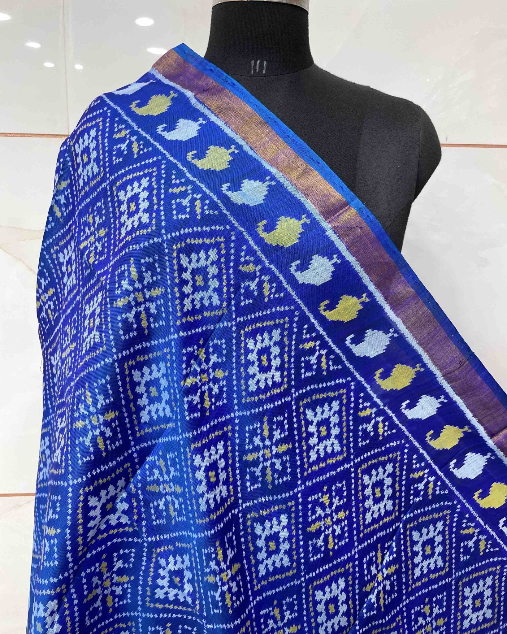Blue Panchanda Designer Patola Dupatta - SindhoiPatolaArt