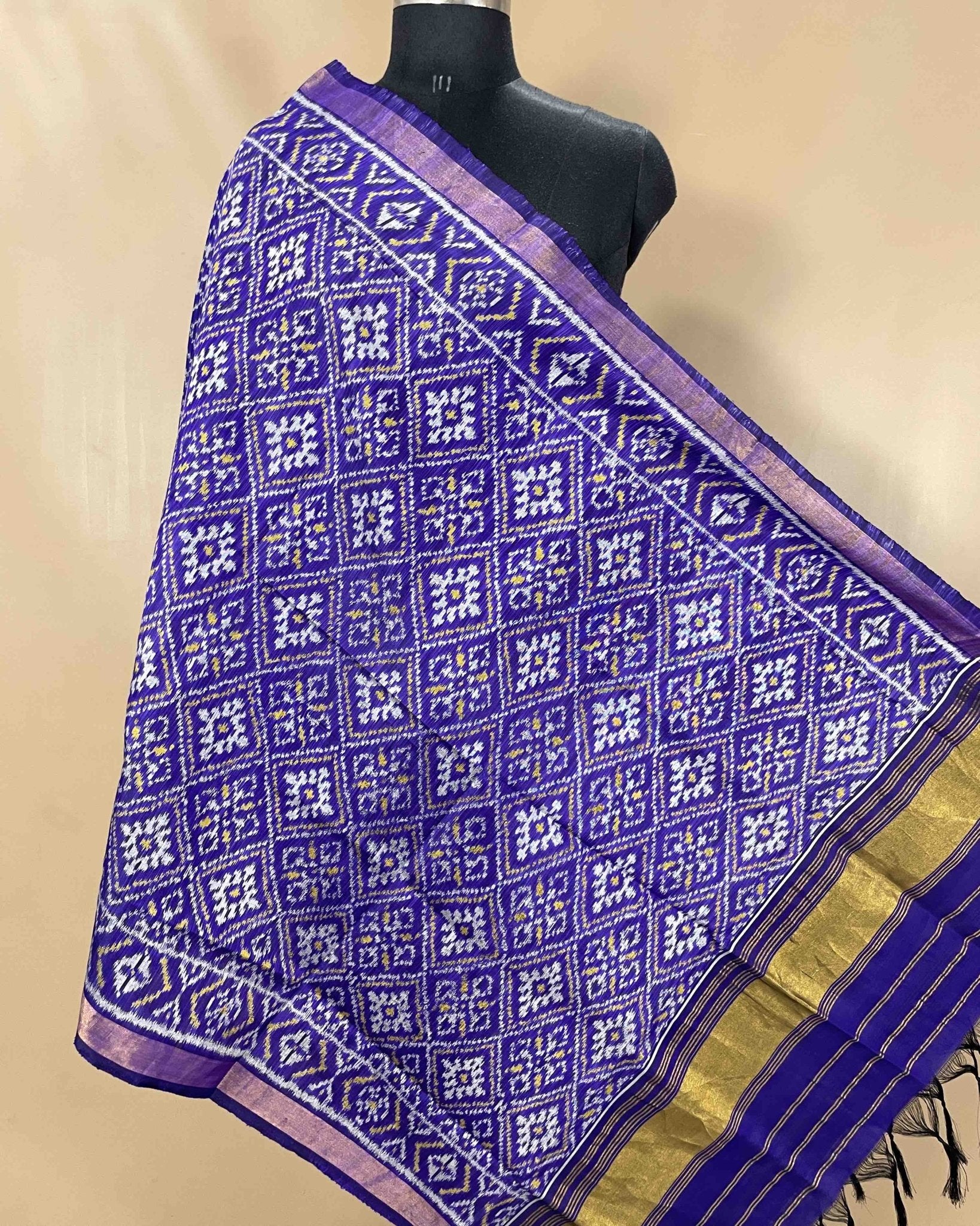 Blue Panchanda Designer Patola Dupatta - SindhoiPatolaArt