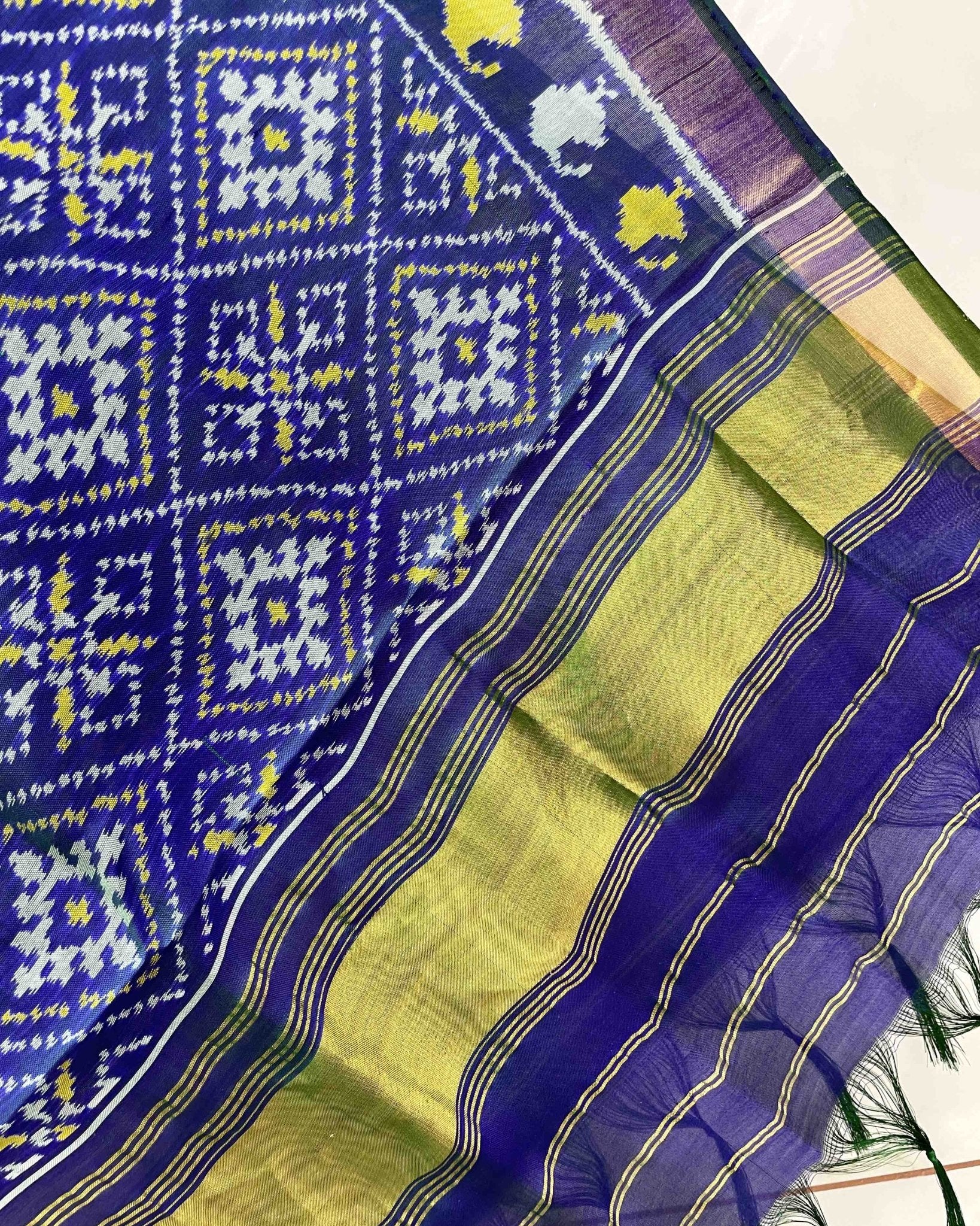 Blue Panchanda Designer Patola Dupatta - SindhoiPatolaArt