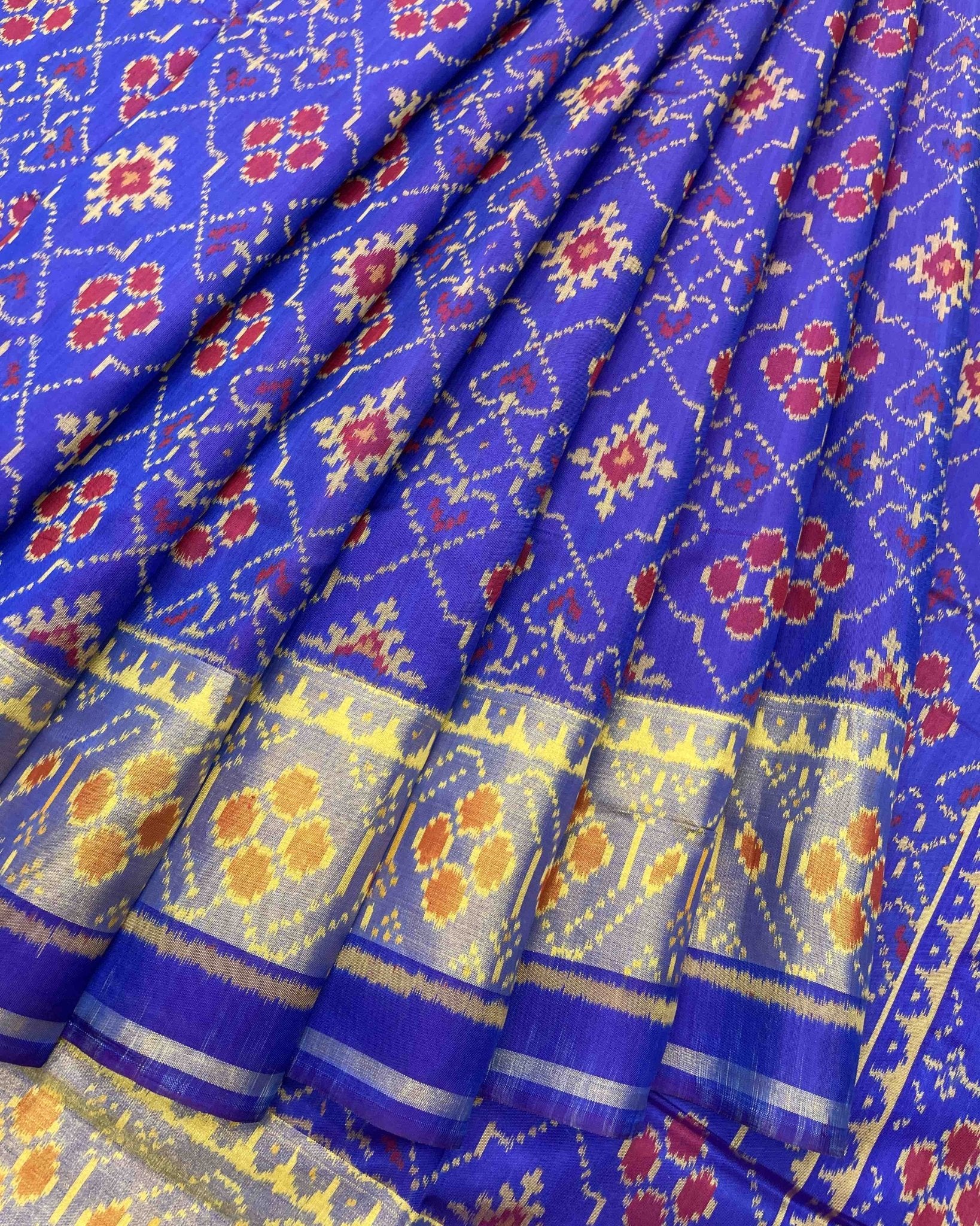 Blue Panchanda Designer Patola Saree - SindhoiPatolaArt