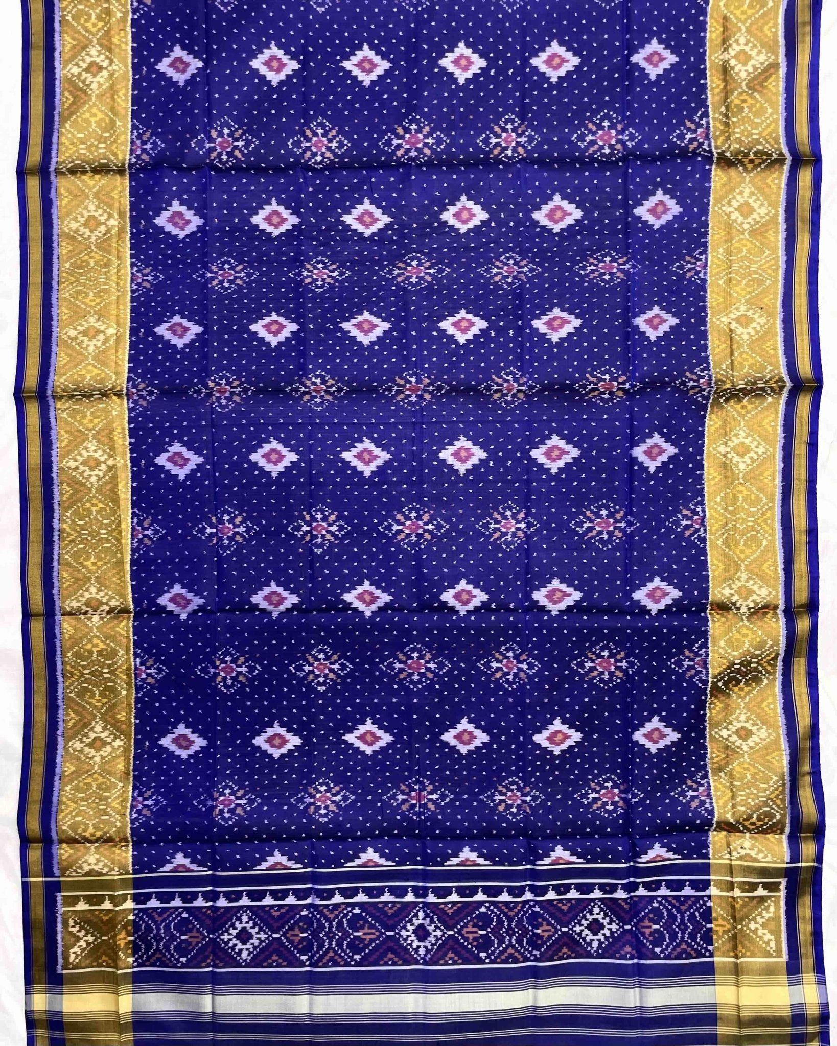 Blue Panchanda Doted Patola Dupatta - SindhoiPatolaArt