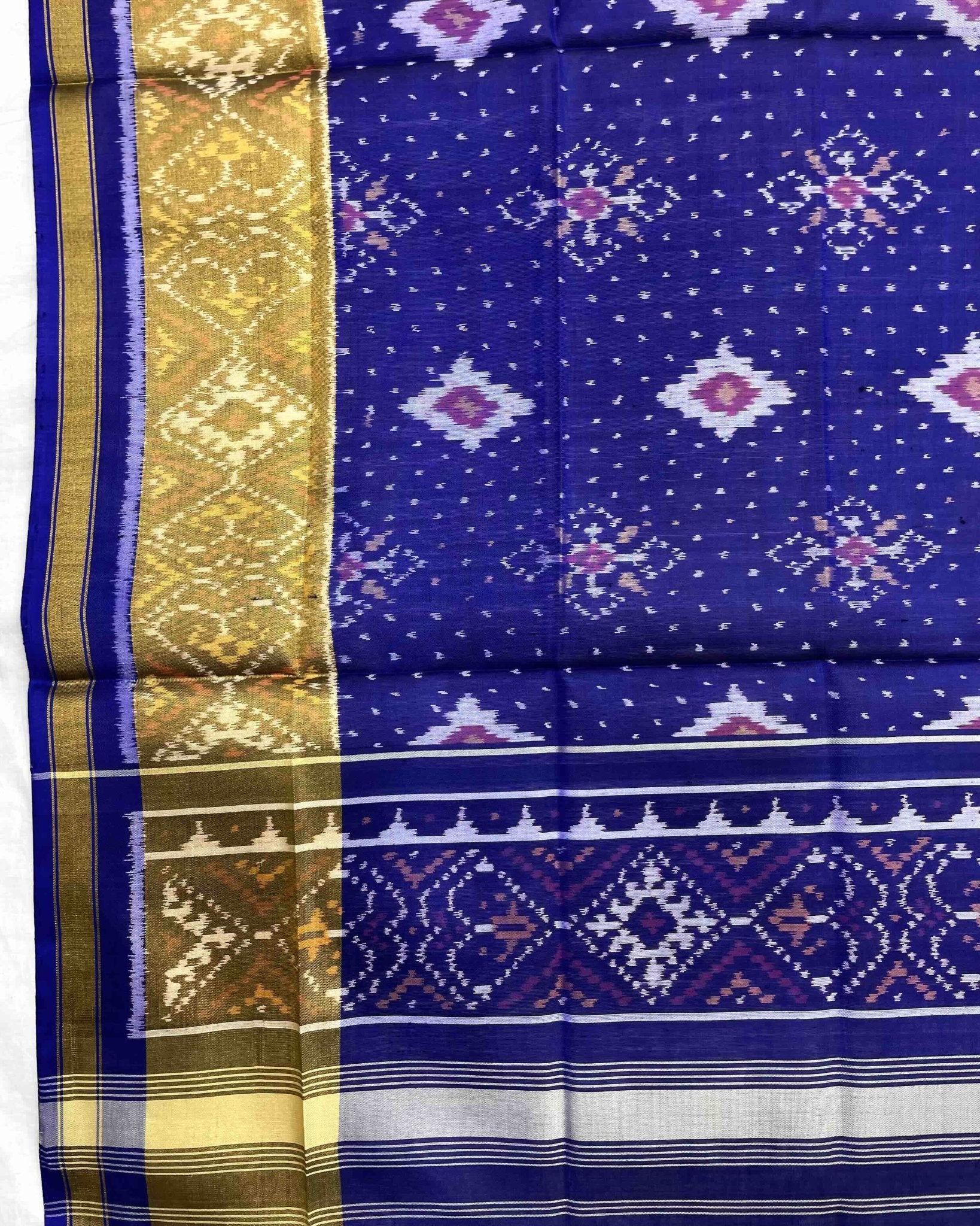 Blue Panchanda Doted Patola Dupatta - SindhoiPatolaArt