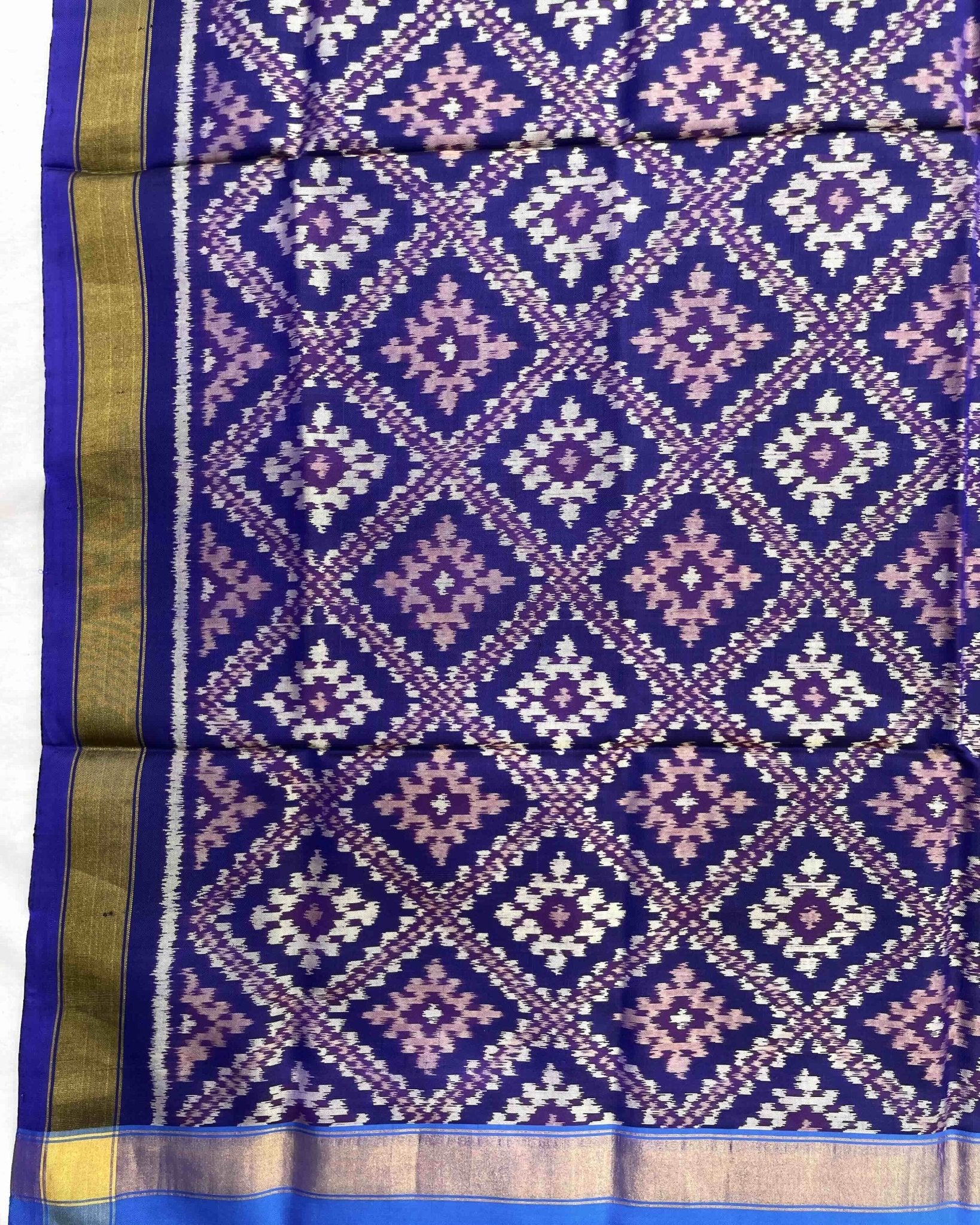 Blue Panchanda Patola Dupatta - SindhoiPatolaArt