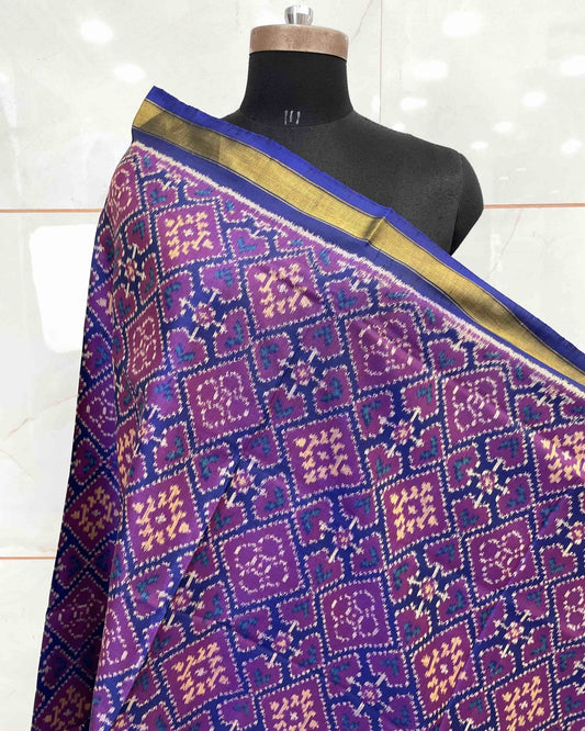 Blue Panchanda Patola Dupatta - SindhoiPatolaArt