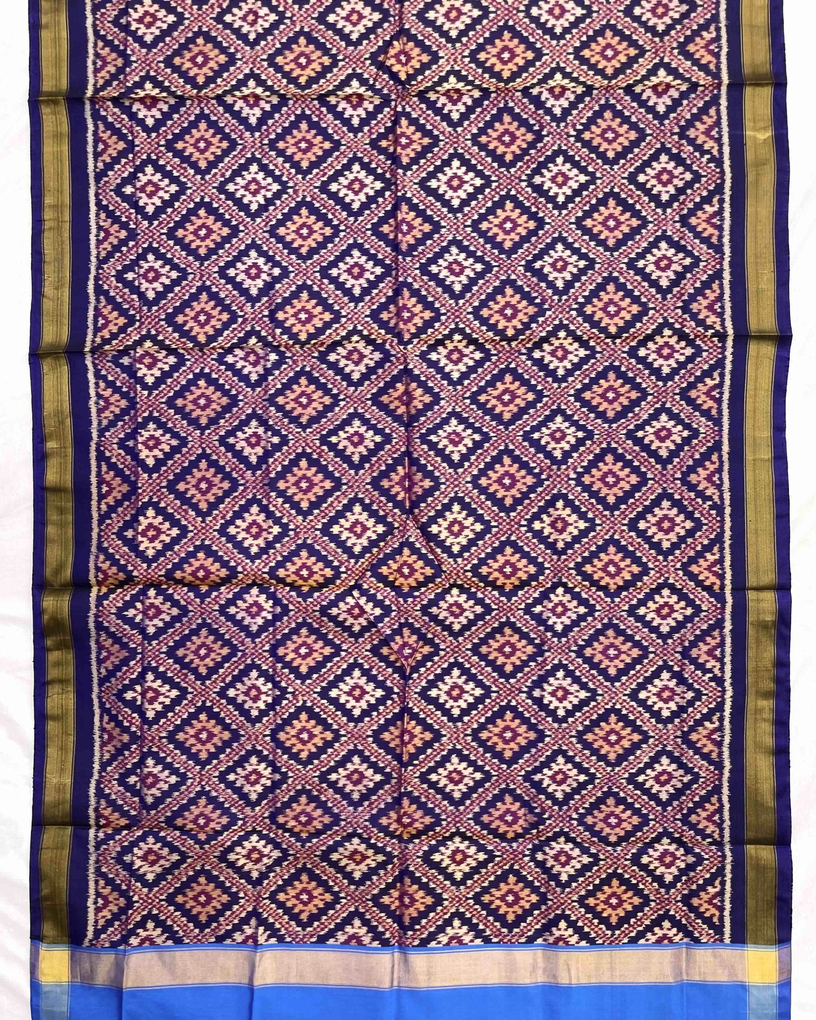 Blue Panchanda Patola Dupatta - SindhoiPatolaArt