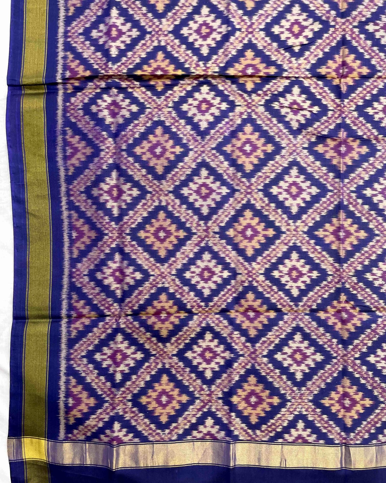 Blue Panchanda Patola Dupatta - SindhoiPatolaArt