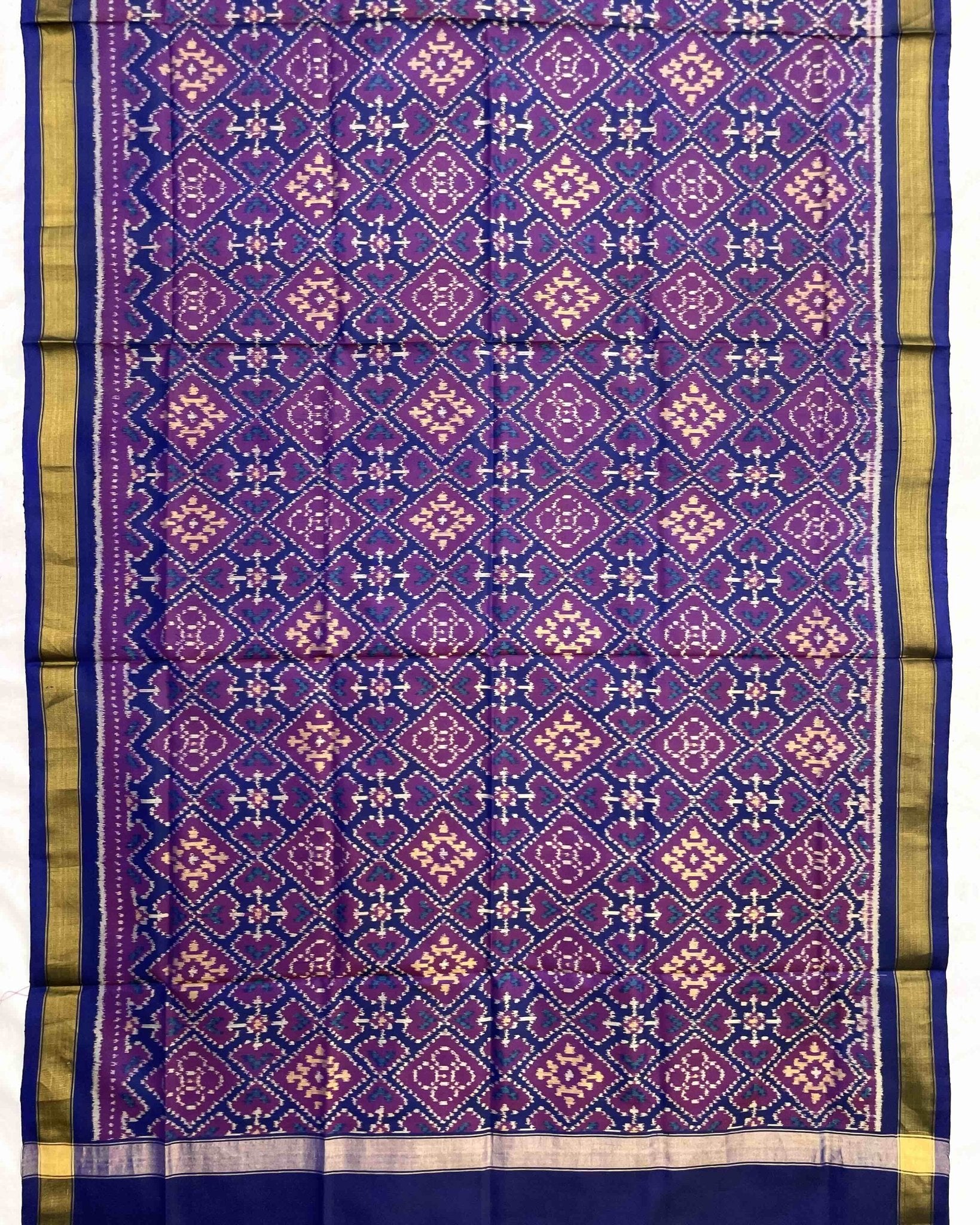 Blue Panchanda Patola Dupatta - SindhoiPatolaArt