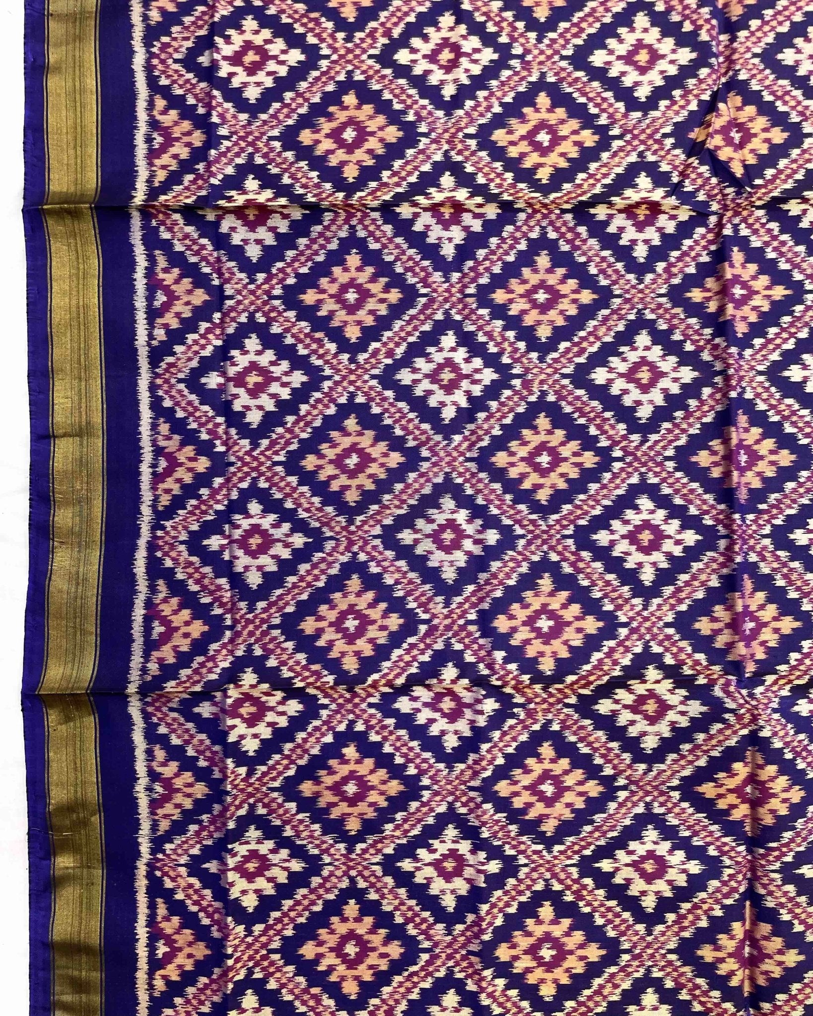 Blue Panchanda Patola Dupatta - SindhoiPatolaArt
