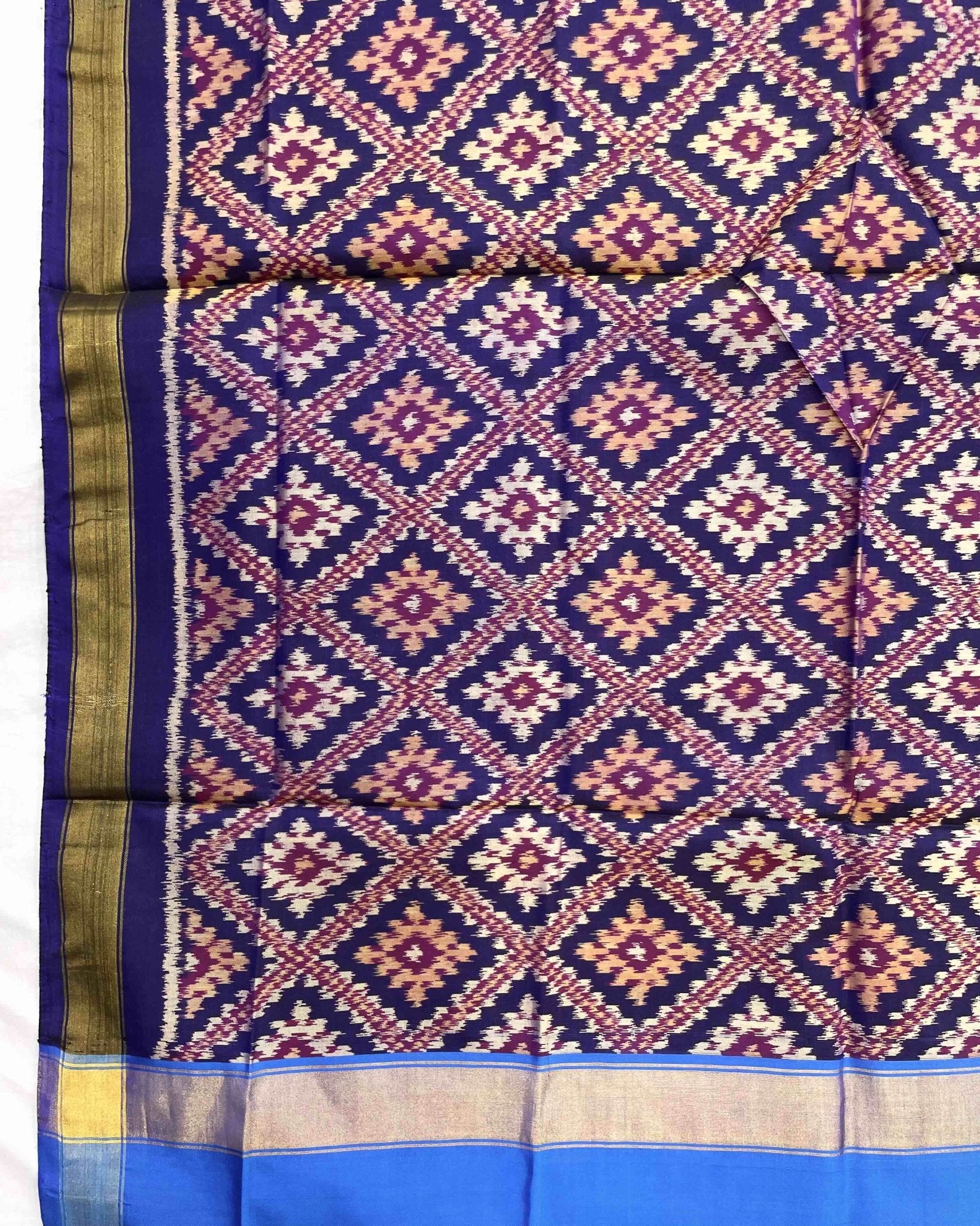 Blue Panchanda Patola Dupatta - SindhoiPatolaArt