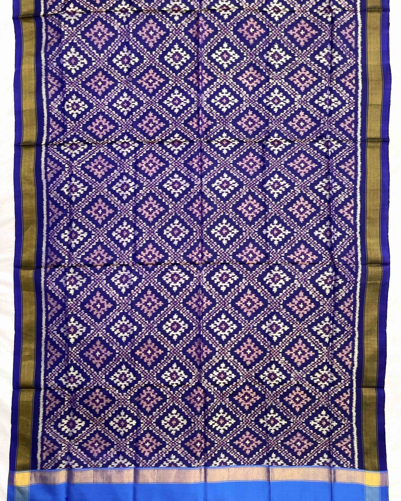 Blue Panchanda Patola Dupatta - SindhoiPatolaArt