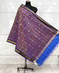 Blue Panchanda Patola Dupatta - SindhoiPatolaArt
