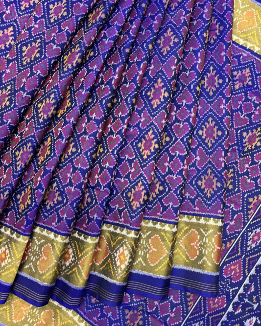 Blue Panchanda Patola Saree - SindhoiPatolaArt