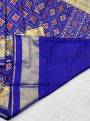 Blue panchanda Rajkot Patola Saree - SindhoiPatolaArt