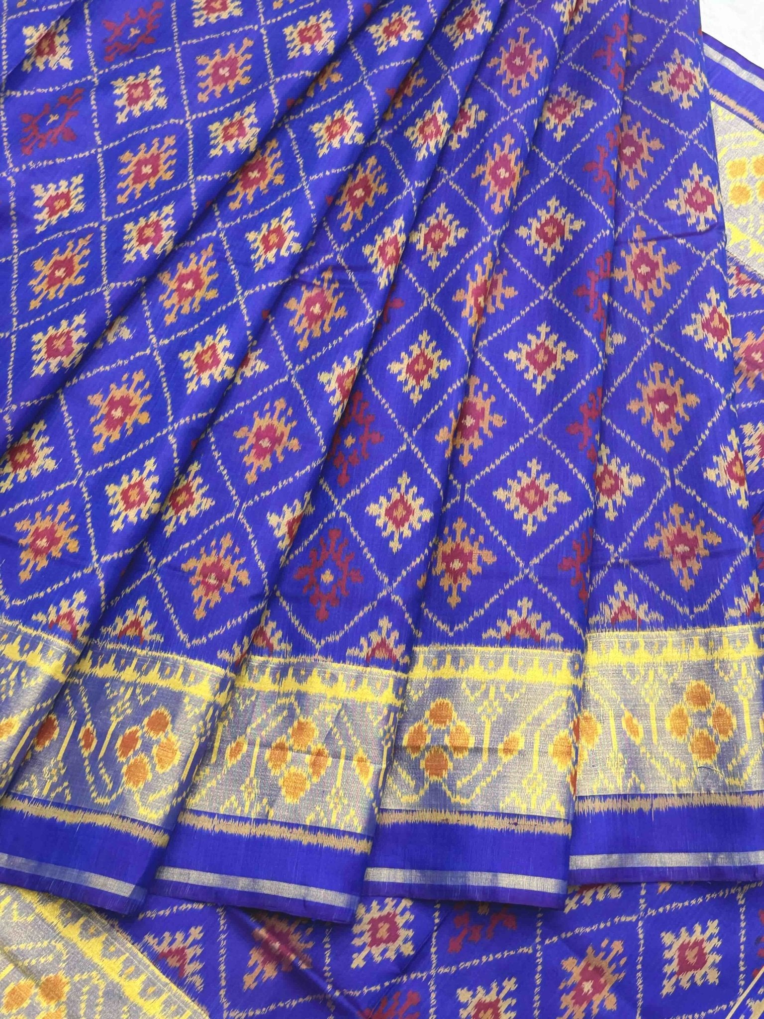 Blue panchanda Rajkot Patola Saree - SindhoiPatolaArt