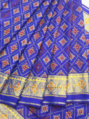 Blue panchanda Rajkot Patola Saree - SindhoiPatolaArt