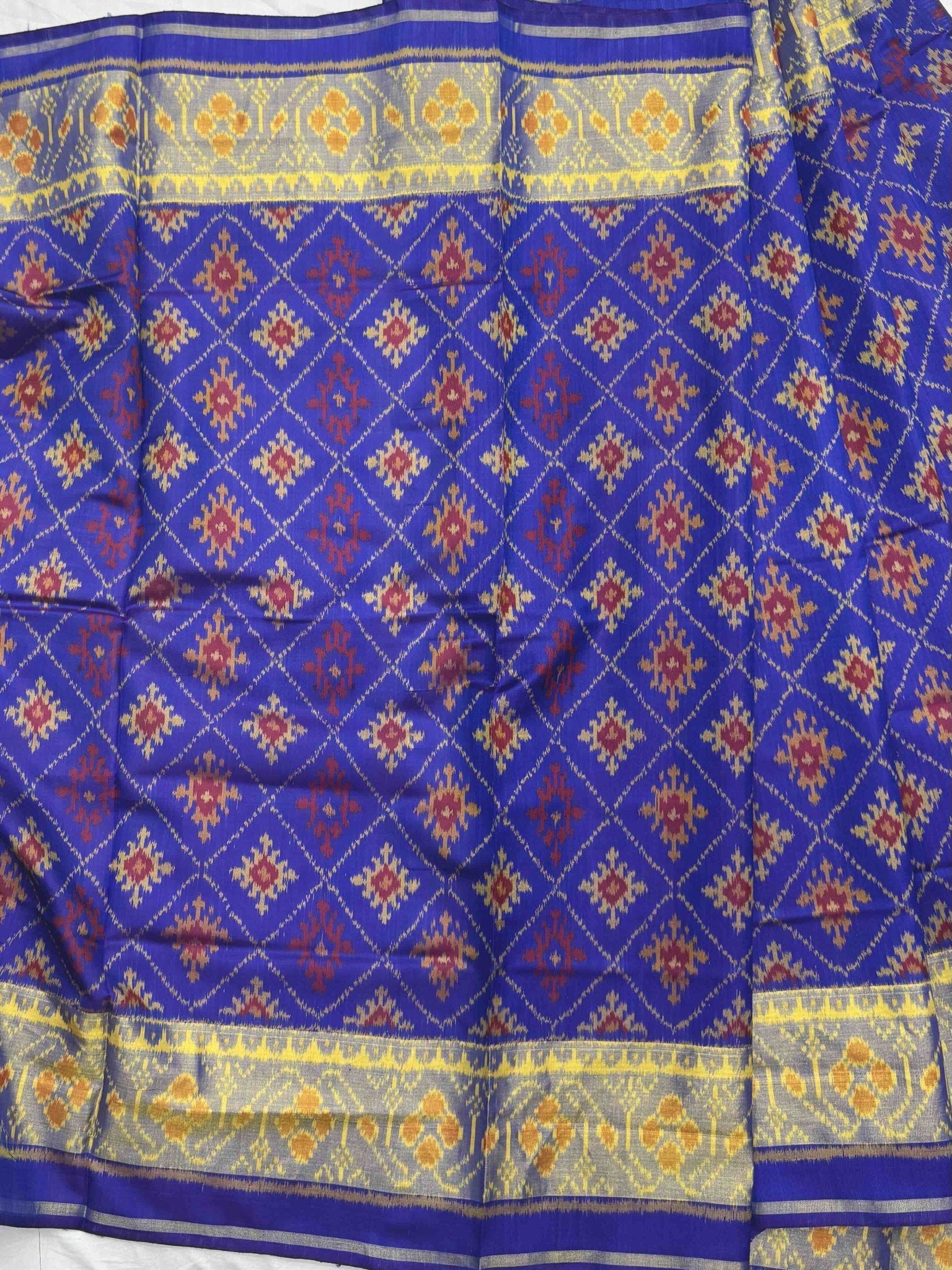Blue panchanda Rajkot Patola Saree - SindhoiPatolaArt