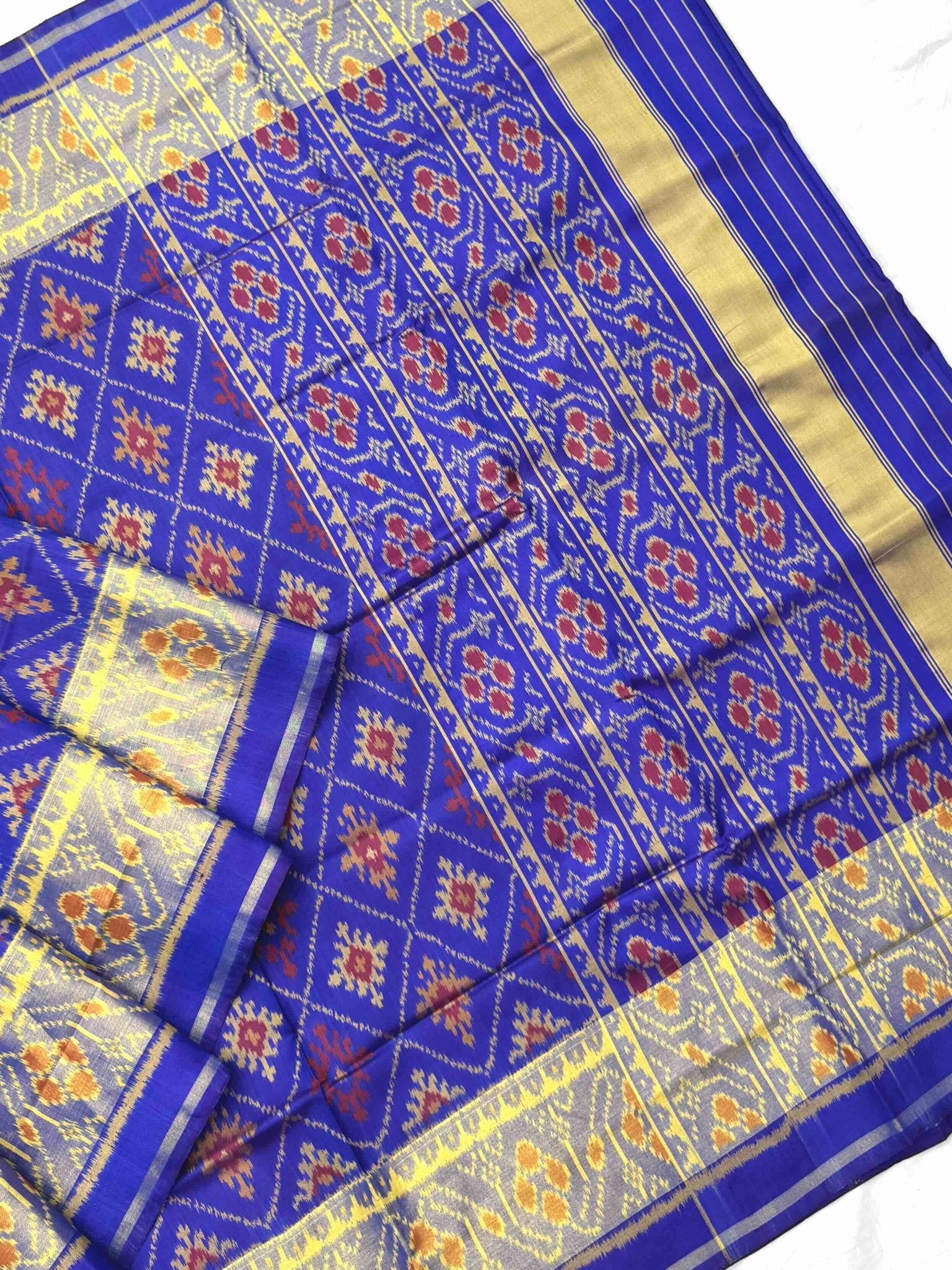 Blue panchanda Rajkot Patola Saree - SindhoiPatolaArt