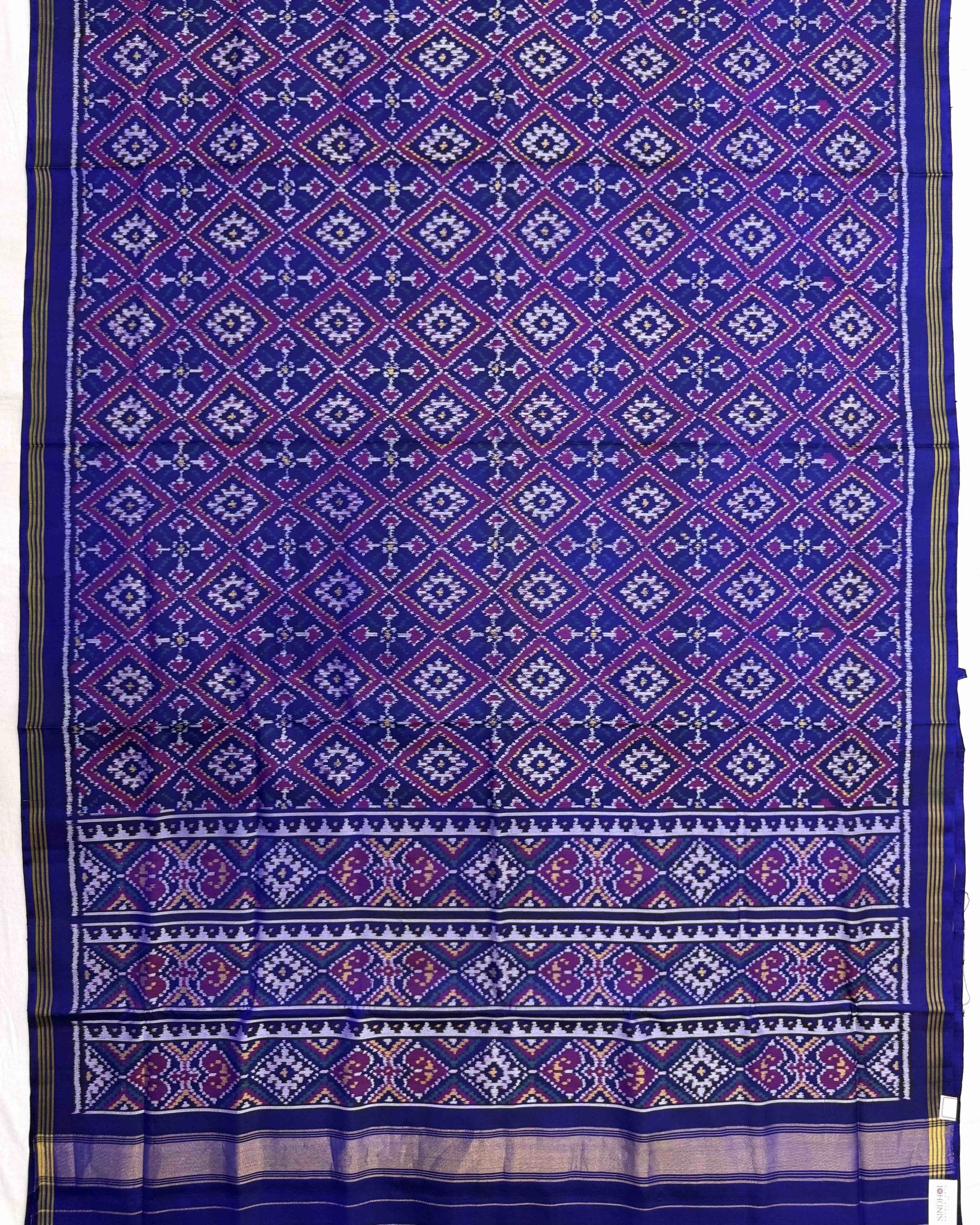 Blue Panchanda Semi Double Ikat Patola Saree - SindhoiPatolaArt