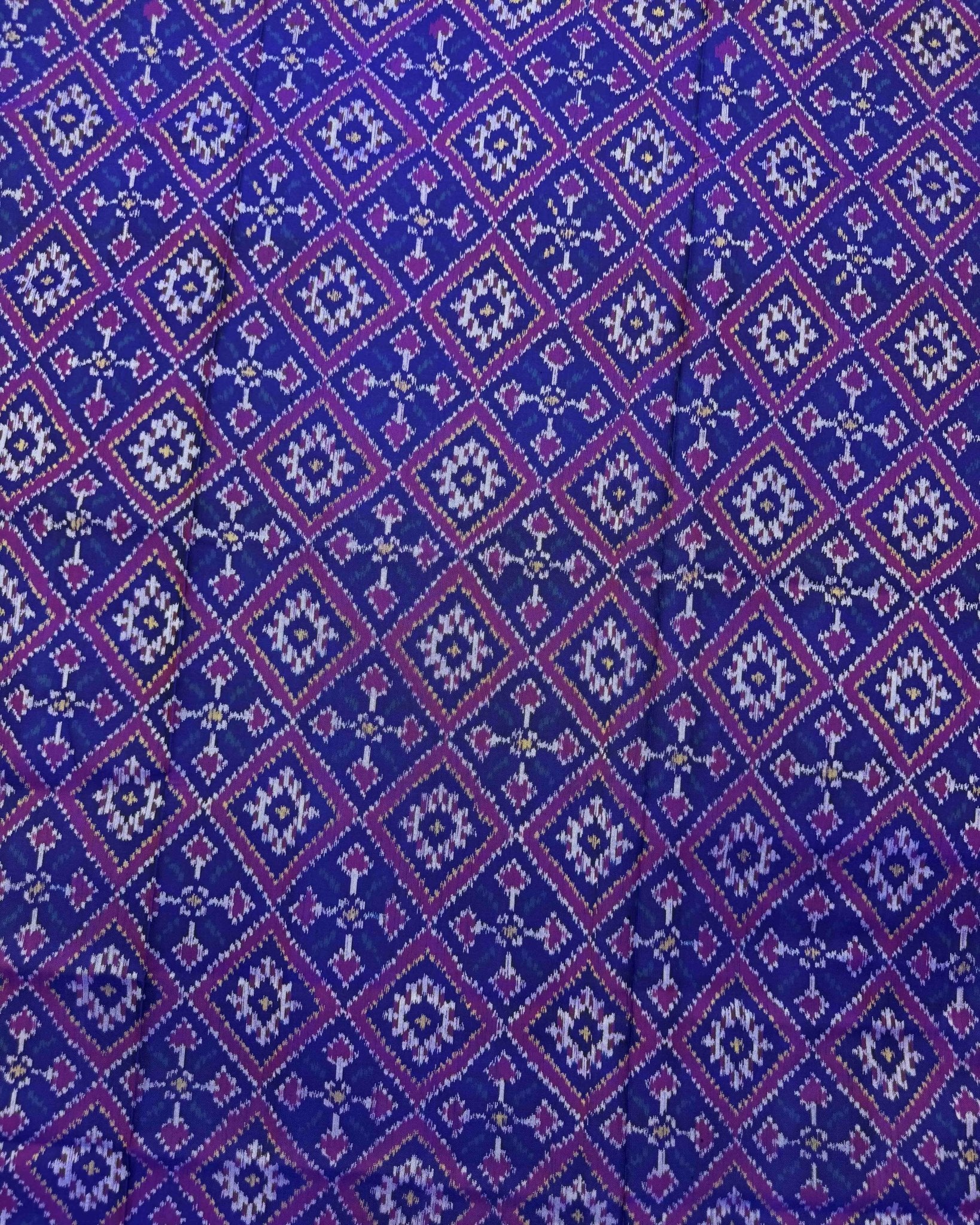 Blue Panchanda Semi Double Ikat Patola Saree - SindhoiPatolaArt