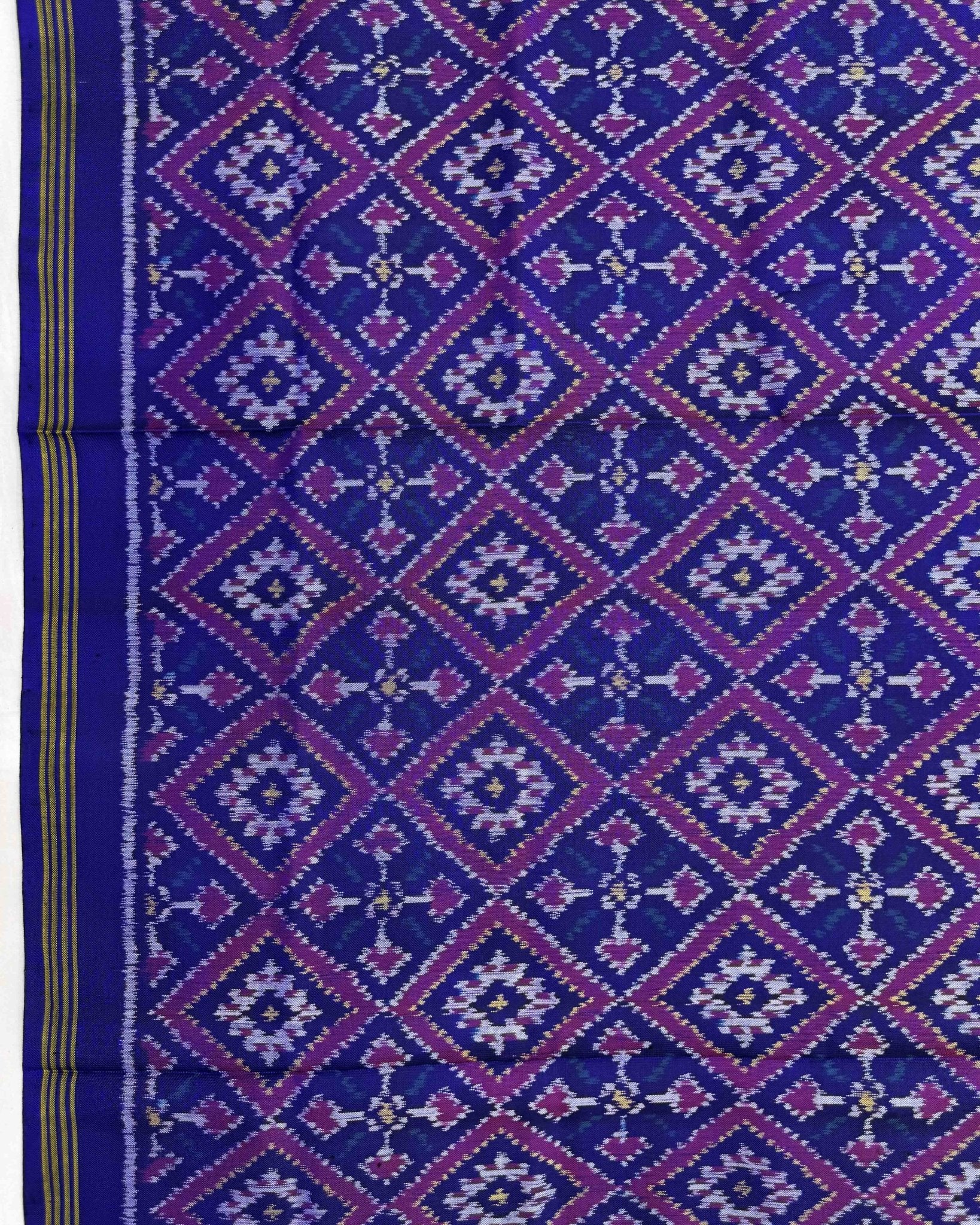 Blue Panchanda Semi Double Ikat Patola Saree - SindhoiPatolaArt