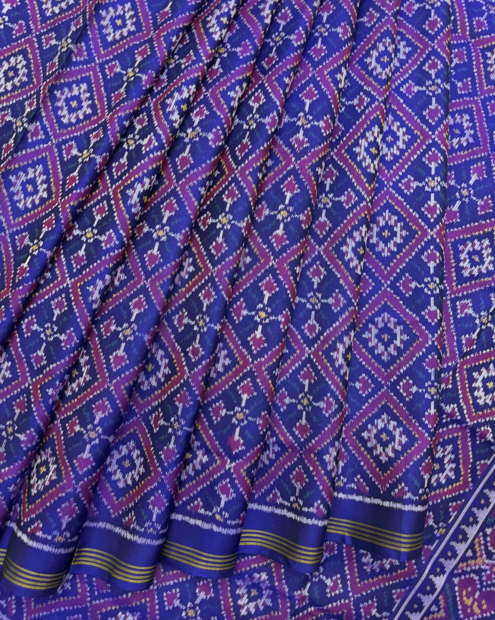 Blue Panchanda Semi Double Ikat Patola Saree - SindhoiPatolaArt