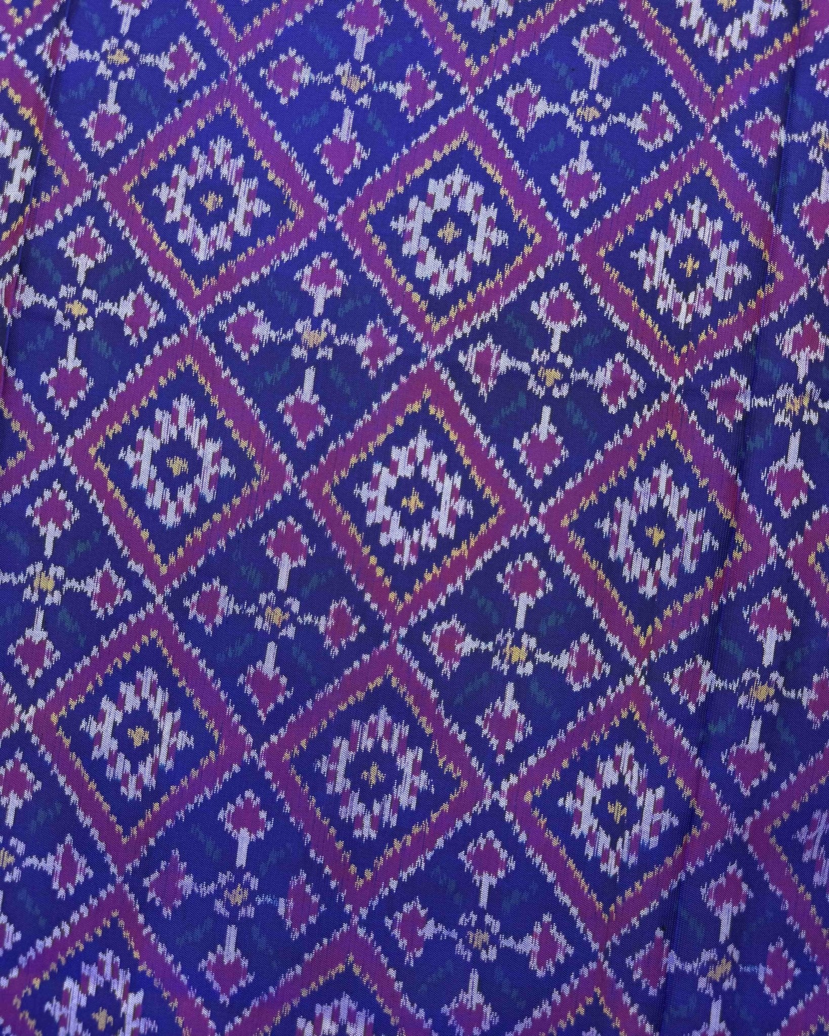 Blue Panchanda Semi Double Ikat Patola Saree - SindhoiPatolaArt