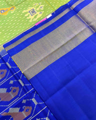 Blue & Parrot Green Doted Narikunj Designer Patola Saree - SindhoiPatolaArt