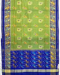Blue & Parrot Green Doted Narikunj Designer Patola Saree - SindhoiPatolaArt